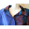 Vintage Purple Patterned Polyester Shirt - Size 42 (Chest 108cm)