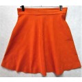 Vintage Orange Crimplene c1960's Flared Mini Skirt - Size 38/40 (Waist 82cm, Hip 102cm)