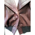 Vintage Reddish Brown Cropped Leather Jacket - Size 40 (Chest 104cm)