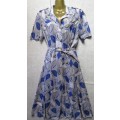Vintage Patterned Polyester Dress - Size 34 (Chest 87cm)