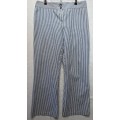 Black & White Stripy Stretch Polycotton Pants - Size 38 (Waist 85cm Hip 97cm )*Quality Brand