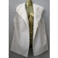 Very Soft Stone Sherpa Sleeveless Jacket - Size M