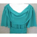 Vintage Green Polyester Dress - Size 36 (Chest 92cm)