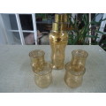 AMAZING RETRO VENETIAN COCKTAIL SHAKER- GOLD STRIPE GLASS WITH FOUR GLASSES  - SEE PICTURES