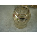 AMAZING RETRO VENETIAN COCKTAIL SHAKER- GOLD STRIPE GLASS WITH FOUR GLASSES  - SEE PICTURES