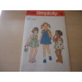 SIMPLICITY PATTERNS 7555 GIRL'S DUNGAREES SIZE 5 CHEST 61 CM COMPLETE & UNCUT