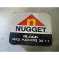 NUGGET BLACK SHOE POLISH TIN WITH hinged  LID  -7 CM HEIGHT 15 CM LENGTH 12 CM WIDTH