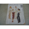McCALL'S PATTERN  - 7449  LOOSE FITTING PANTS & SKIRT SIZE C =10 + 12 + 14 COMPLETE & UNCUT