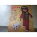 LIVING & LOVING SEPTEMBER 1977 - STEPPING OUT - DOLL`S SUIT, TABARD & PET DOG - 43 CM DOLL