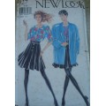 NEW LOOK PATTERNS 6927 JACKET, TOP & FLARED SKIRT SIX SIZES IN ONE 8 -18 COMPLETE-MOSTLY UNCUT