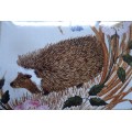 UNUSED EMBROIDERY KIT - HEDGEHOG AND HAREBELLS - Fabric Size 42 cm x 56 cm by JUST HEIRLOOMS