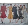 VOGUE BASIC PATTERN 1583  LOOSE FITTING BLOUSON DRESS WITH FLARE SIZES 6 + 8 + 10  COMPLETE & UNCUT