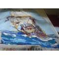 NEEDLEWORK TAPESTRIES BY PENELOPE - SHIP  FIRESCREEN OR PANEL SIZE 18 X 22" WITH COTTONS ALMOST COMP