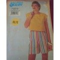 SIMPLICITY PATTERN 7909 TOP & SHORTS SIZE H 6 + 8 +10 COMPLETE & IN AN ENVELOPE