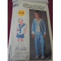 SIMPLICITY PATTERN 7991 CHILDS SAILOR TOP AND PULL ON PANTS - SIZE O  5 + 6 + 6X YEARS COMPLETE