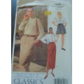 VOGUE CLASSIC PATTERNS 7865 `SKIRT & SHORTS`  SIZE 12 + 14 + 16 COMPLETE & PARTLY CUT