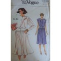 VERY EASY VOGUE PATTERNS 9236 DRESS WITH BLOUSON TOP SIZE 8 + 10 + 12 COMPLETE