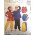 McCALL'S PATTERN 8467 KIDS TOPS & PULL ON PANTS SIZE MEDIUM = 5 - 6 YEARS COMPLETE