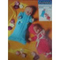 PATONS #6368 DOLL`S DELIGHT - ZIP UP SLEEPING BAG & ALL DRESSED UP  TO FIT DOLL 12` OR 30 CM