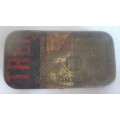 TREK GRAMOPHONE NEEDLE TIN WITH NEEDLES- GOLD TIN WITH RED PRINT- WITH SIGNS OF RUST