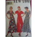NEW LOOK PATTERNS 6184  V NECK FRONT BUTTON PANELED DRESS SIZES 8 - 18 - COMPLETE