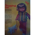 LIVING & LOVING SEPTEMBER 1977 - STEPPING OUT - DOLL`S SUIT, TABARD & PET DOG - 43 CM DOLL