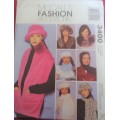 McCALLS FASHION 3400 SCARVES-HATS IN 3 SIZES & FUR COLLAR -ONE SIZE- COMPLETE