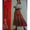 McCALL'S PATTERN 6487 PEASANT SKIRT & BLOUSE SIZE A=XS-S (6-8) COMPLETE-UNCUT-F/FOLDED
