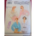 SIMPLICITY PATTERNS 9922 SET OF BLOUSES SIZE N5 = 10 - 18 COMPLETE