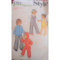 STYLE PATTERN 4757 TODDLER DUNGAREES-SNOWSUIT-JACKET SIZE 2 YEARS SEE LISTING