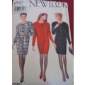 NEW LOOK PATTERN 6947 FRONT BUTTON DRESS -6 SIZES IN ONE 8-18 COMPLETE