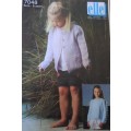 ELLE-#7048  KID`S PULLOVER & CARDIGAN KNITTING PATTERN  (WITH FLOWER) SIZES - BIRTH - 8 YEARS