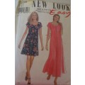 NEW LOOK PATTERNS 6359 FRONT BUTTON TIE BACK DRESS  SIZES 8 - 18 COMPLETE
