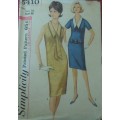 VINTAGE SIMPLICITY 5410 ONE PIECE DRESS WITH DETACHACHABLE COLLAR SIZE 16 BUST 36` COMPLETE