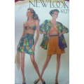 NEW LOOK PATTERNS 6127 BEACH WEAR - COVER TOP-BIKINI TOP-SHORTS SIZE 8 - 18 COMPLETE