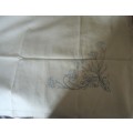 LINEN TABLE TRAY CLOTH-READY TO COMPLETED  PARTLY EMBROIDERED - 85 CM x 85 CM