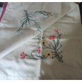 LINEN TABLE TRAY CLOTH-READY TO COMPLETED  PARTLY EMBROIDERED - 85 CM x 85 CM