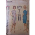 VINTAGE SIMPLICITY 4919 TEEN ONE PIECE JFFY DRESS SIZE 14 BUST 34`  SEE LISTING-ZIPLOC BAG