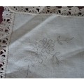 STAMPED TRAY CLOTH READY FOR EMBROIDERY WITH LACE EDGES -SIZE 46 X 32 CM: