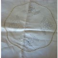 REGAL DESIGN #236 STAMPED READY FOR EMBROIDERING - 2 DOILIES & TRAY CLOTH  - PURE LINEN
