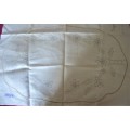 REGAL DESIGN #236 STAMPED READY FOR EMBROIDERING - 2 DOILIES & TRAY CLOTH  - PURE LINEN
