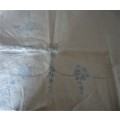 STAMPED TABLE CLOTH READY FOR EMBROIDERY (PART EMBROIDERED) WITH FINISHED EDGES -SIZE 86 X 86 CM: