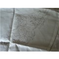 REGAL AGM  DESIGN #5584 STAMPED READY FOR EMBROIDERY- PURE LINEN `RED ROSES` TRAY CLOTH- 14 X 20`