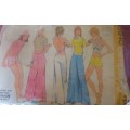 SIMPLICITY 5640 HALTER TOP-TOP-BELL BOTTOM PANTS/SHORTS SIZE 16 BUST 36" COMPLETE-NO SEWING INS