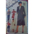 SIMPLICITY 6075 PANTS-SLIM FRONT WRAP SKIRT-PULLOVER BLOUSE-LINED JACKET SIZE 14 COMPLETE-UNCUT-F/F
