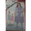 SIMPLICITY 6303 GIRLS PINAFORE & BACK BUTTON BLOUSE SIZE H 7-8-10 YEARS COMPLETE