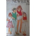 NEW LOOK PATTERNS 2036 GIRLS TOPS-SKIRT-PANTS-SHORTS SIZE 9-14 YEARS COMPLETE-PART CUT