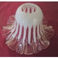 STUNNING ART DECO WHITE & CLEAR GLASS FRILLY LAMP SHADE - FOUR AVAILABLE
