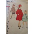 VINTAGE SIMPLICITY PATTERN 5147 GIRLS COAT & HAT SIZE 8 YEARS COMPLETE
