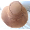GENUINE BROWN SUEDE HUNTING HAT WITH LEATHER DETAIL - NEVER USED